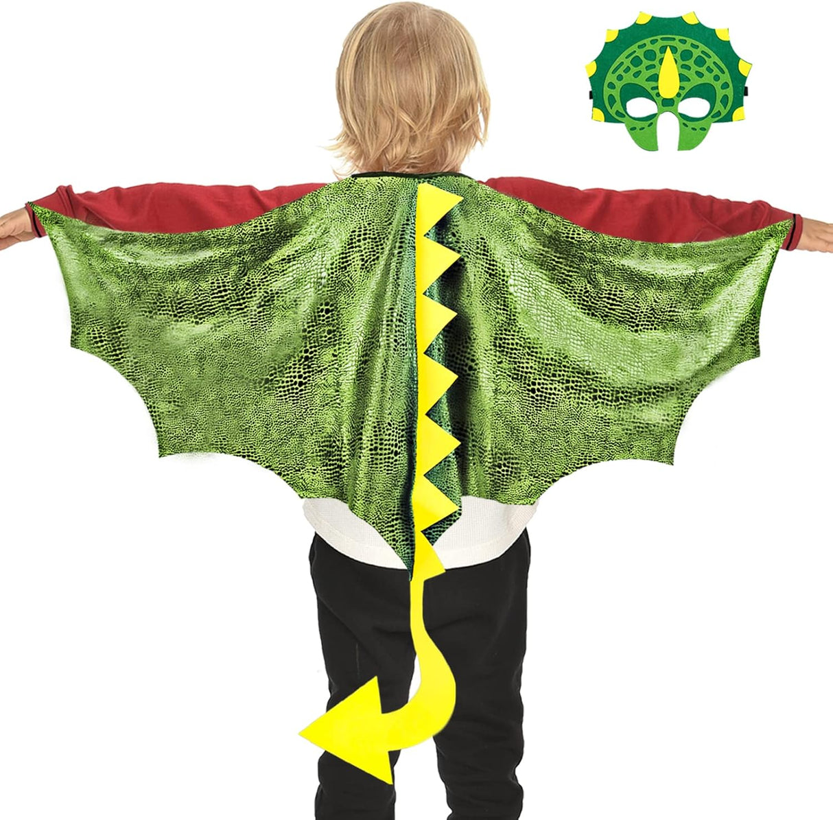 Disfraces de alas de dragón para niños talla única verde