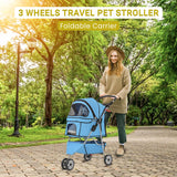 Carrito Plegable para Mascotas, 3 Ruedas, Cubierta Clima, Modelo X