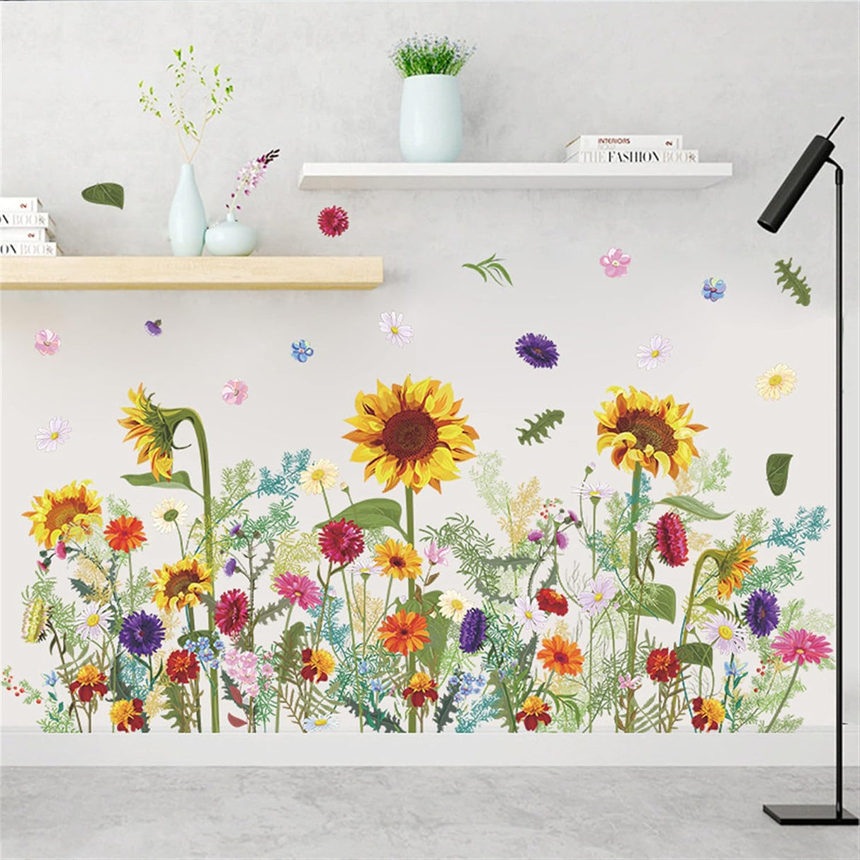 Pegatinas de pared de PVC con flores, margaritas, girasol