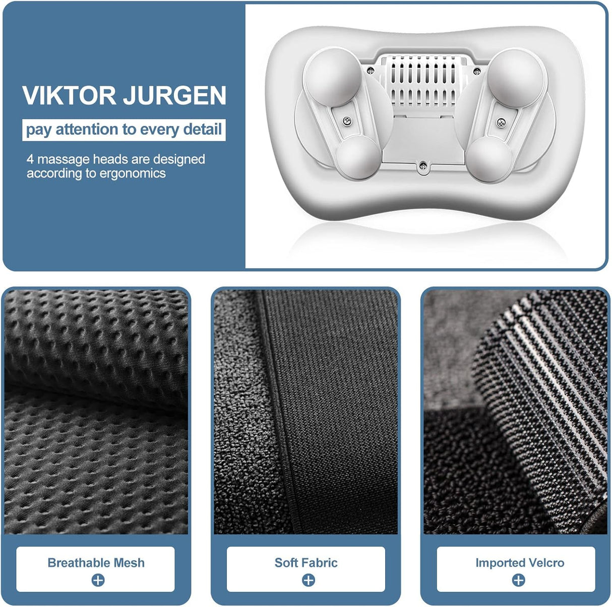 Masajeador VIKTOR JURGEN con Calor, Shiatsu, Portátil