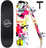 Patineta completa para principiantes, 31"x8", 7 capas, doble patada