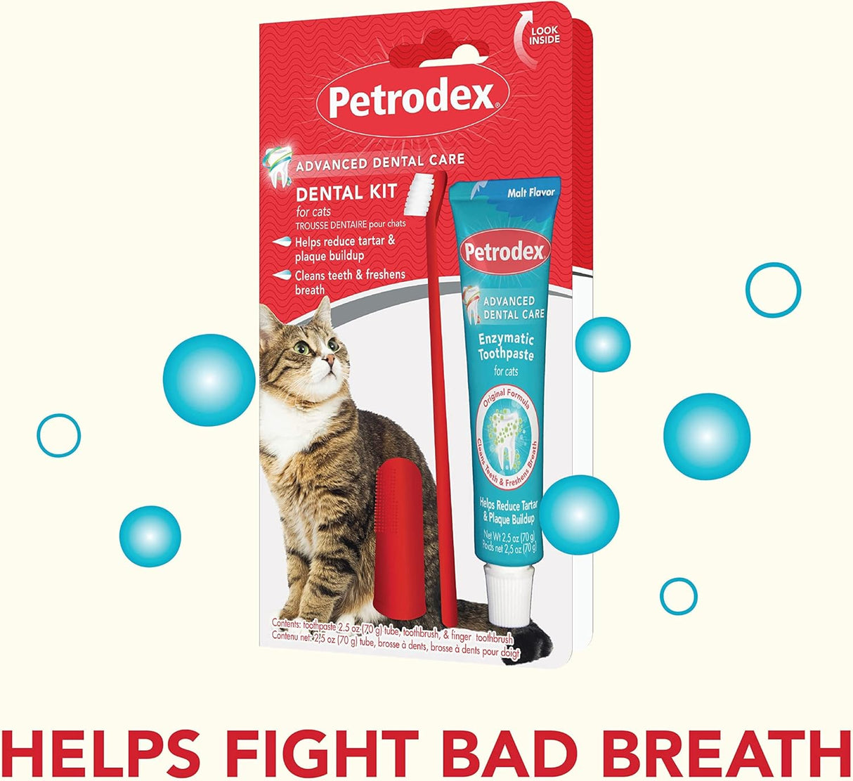 Kit dental para gatos pasta de dientes de malta