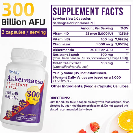 Suplemento GLP-1 con 300 Mil Millard AFU de Akkermansia Muciniphila