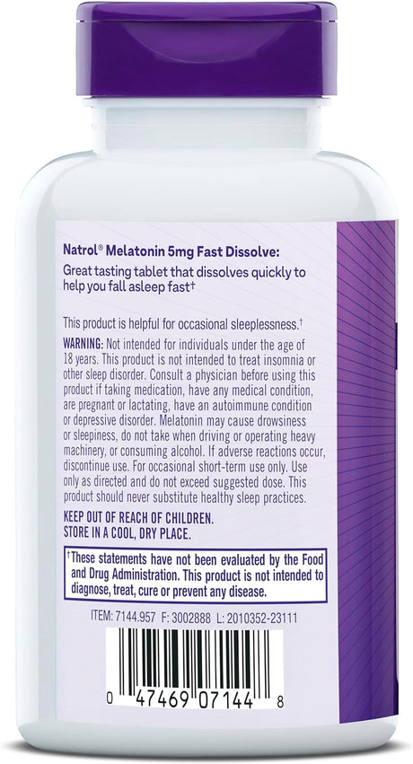 Melatonina 5mg Natrol, tabletas rápidas, 150 tabletas