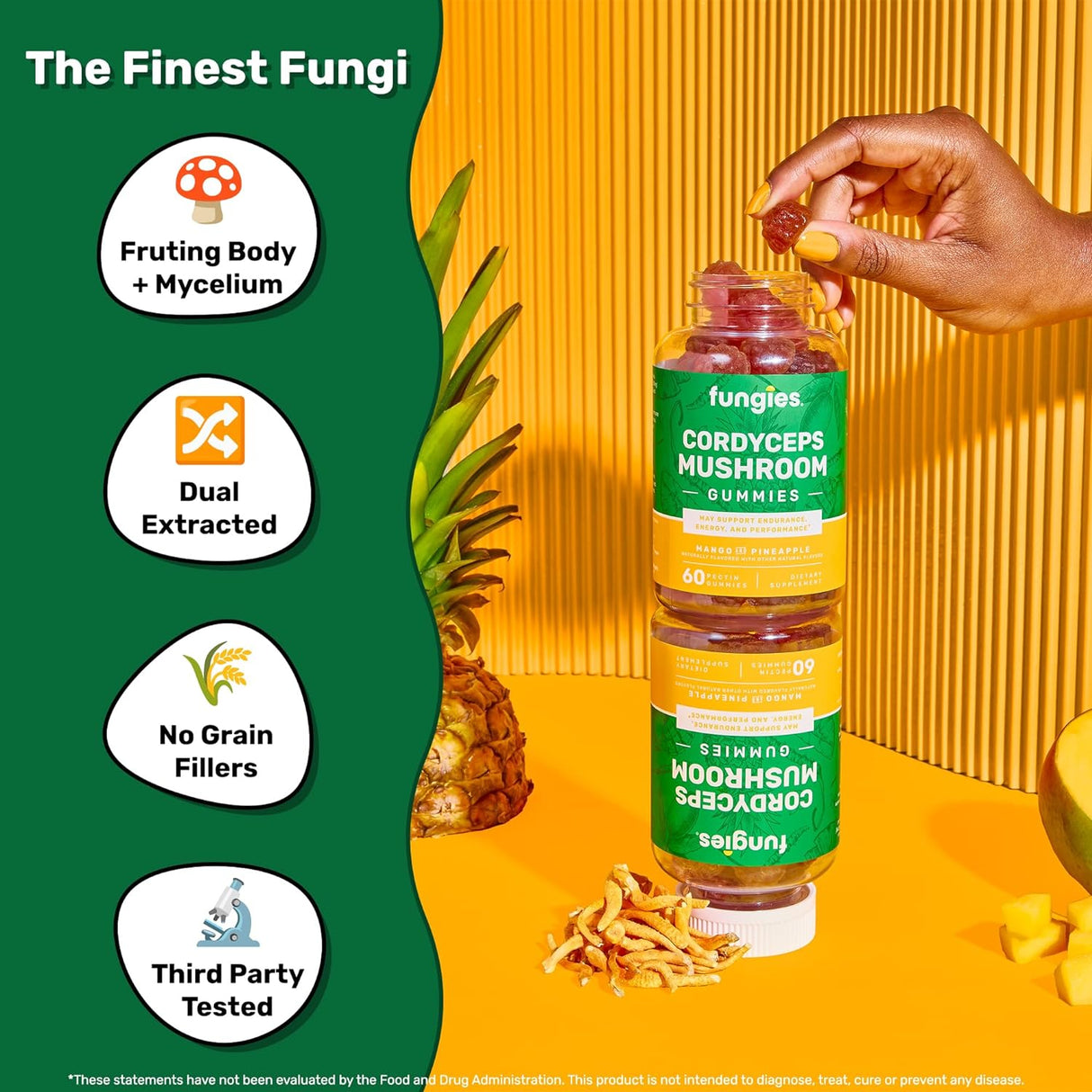 Suplemento Cordyceps Gomitas de hongos para adultos  mango