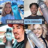 Embrava Best Sports Water Bottle - Botella de agua grande de 32 onzas, flujo rápido, tapa abatible a prueba de fugas con apertura de un clic, plástico no tóxico, sin BPA y ecológico, para hombres y mujeres