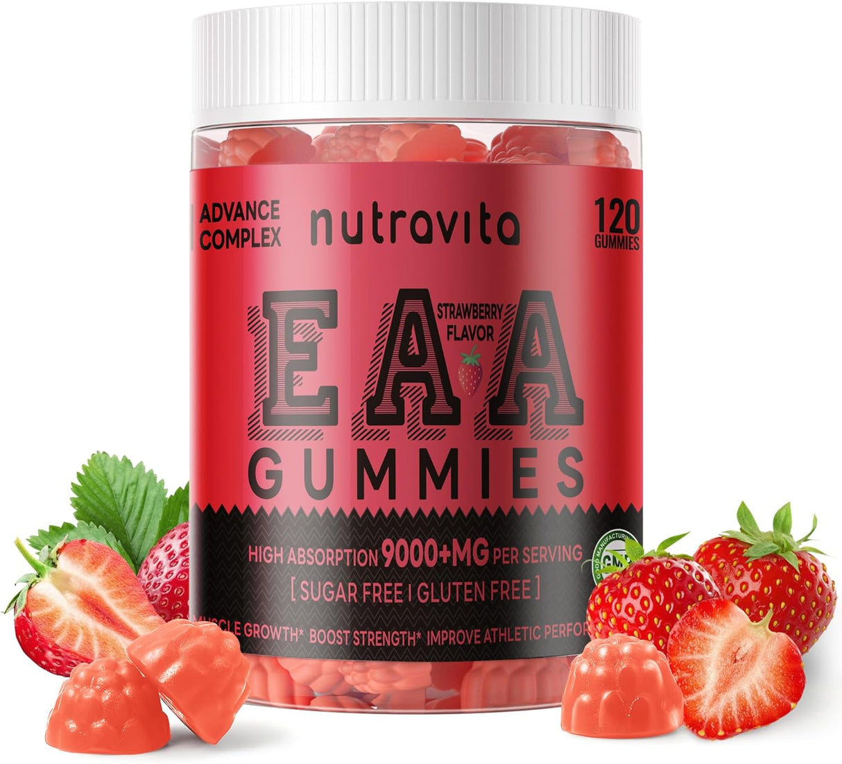 Gomas EAA 120 Gummies, 9000 mg Aminoácidos Esenciales, No GMO