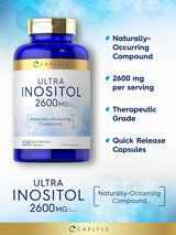 Suplemento de inositol de 2600 mg  200 unidades sin gluten