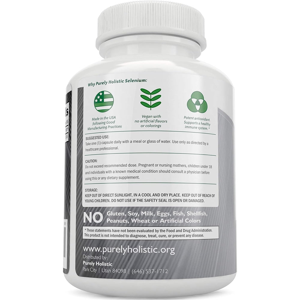 Suplemento Selenio 200 mcg  365 cápsulas veganas