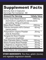 Suplemento Horny Goat Weed con maca, L-arginina 120 cápsulas