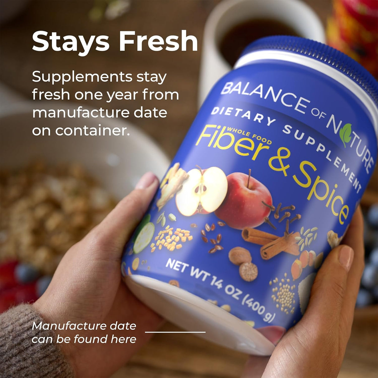 Bebida en polvo Balance of Nature: Psyllium, Linaza, Cúrcuma