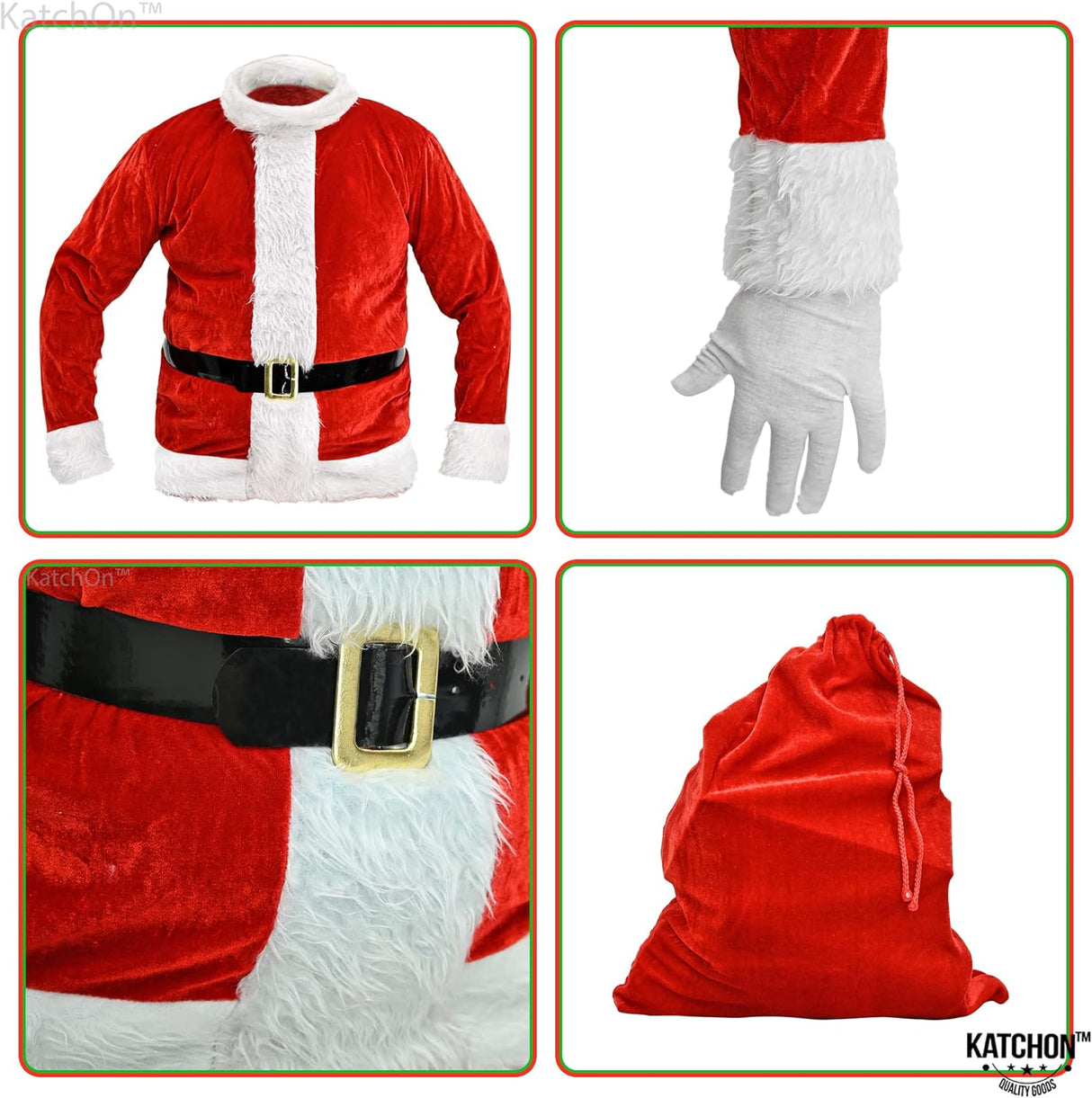 Traje de Papá Noel de terciopelo para adultos Talla L 10 pza