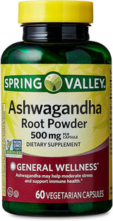 Cápsulas de Ashwagandha 500mg - Spring Valley - Polvo de raíz