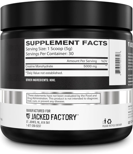 Creatina Monohidratada 150g Jacked Factory - 30 Porciones