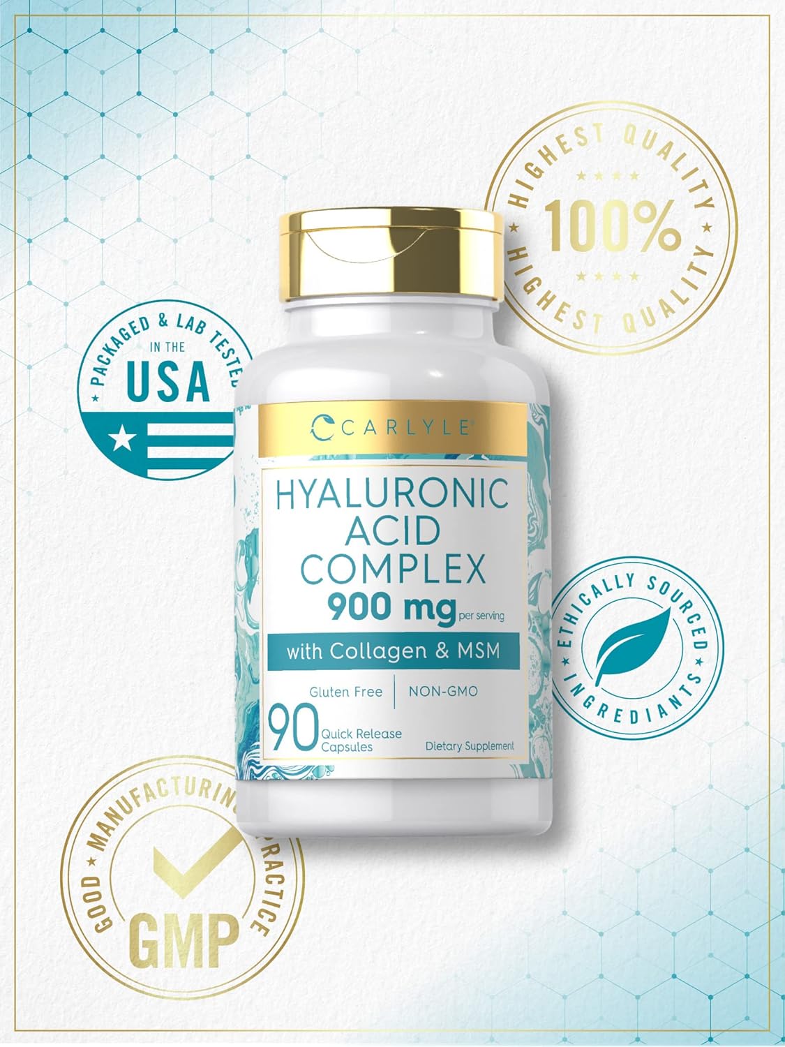 Carlyle Ácido hialurónico con colágeno 900 mg 90 cápsulas