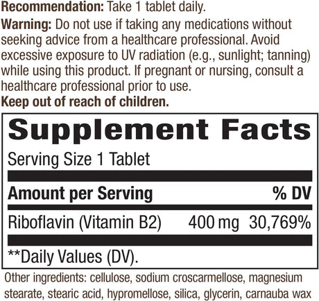 Suplemento Riboflavina enzimática terapia  30 un 400 mg