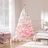 Árbol de Navidad artificial de 6 pies, preiluminado y nevado
