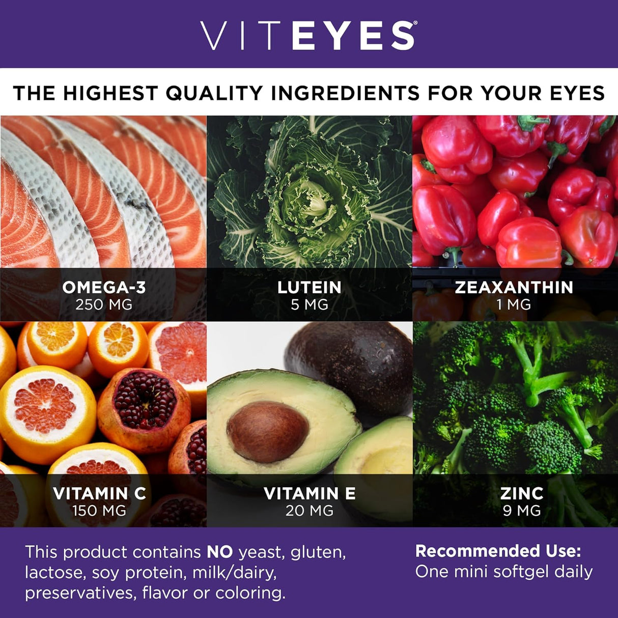 Viteyes Adulto 50+ para la vista, Luteína, Omega-3, 90 Cápsulas