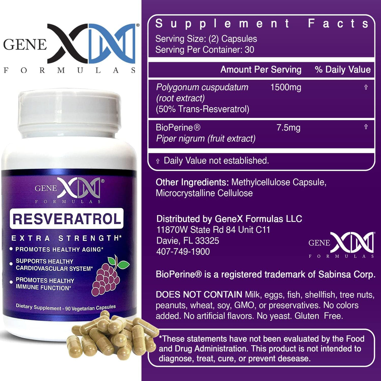 Suplementos Alimenticios Resveratrol con bioperina