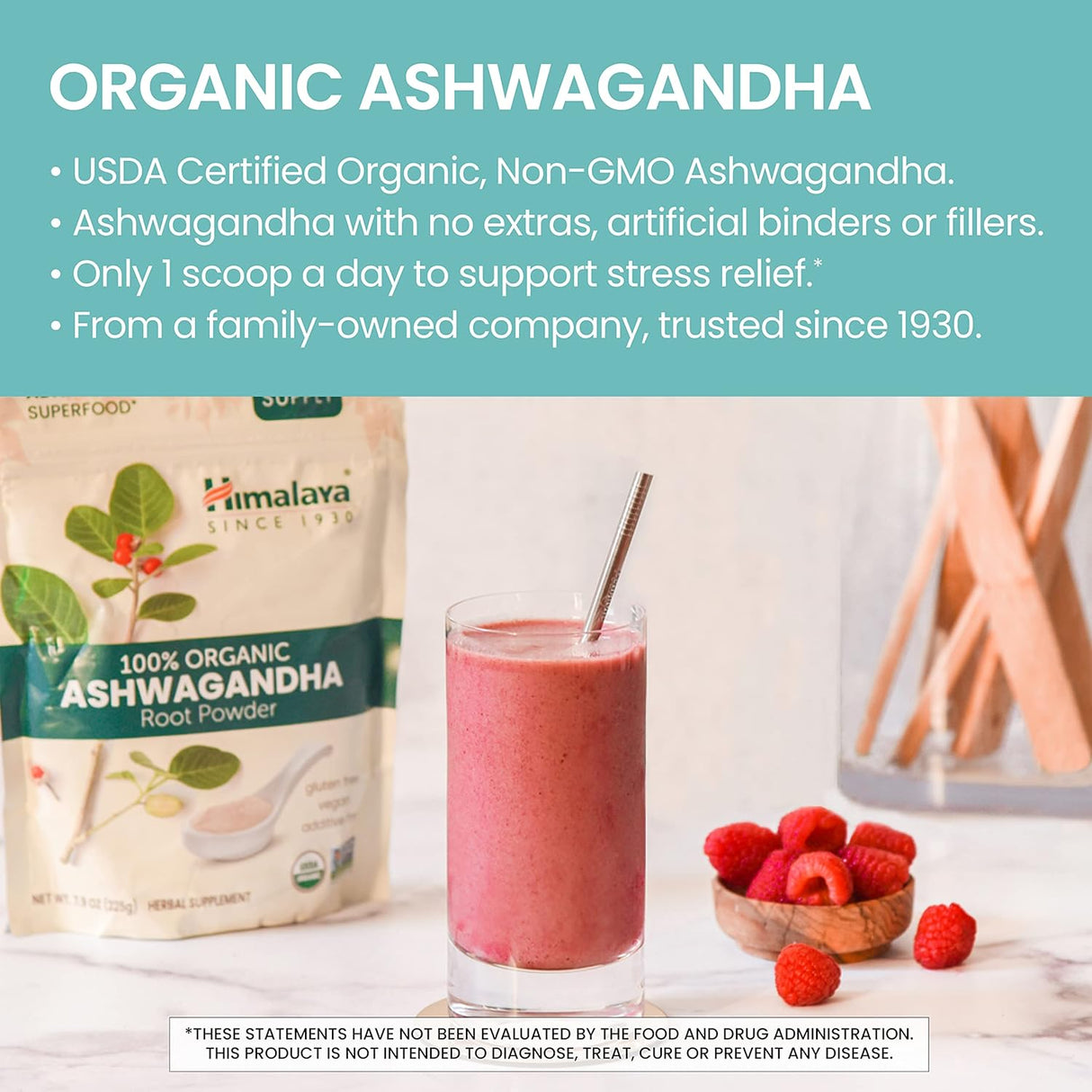 Polvo de Ashwagandha Orgánico Himalaya, Superalimento 7.9 oz