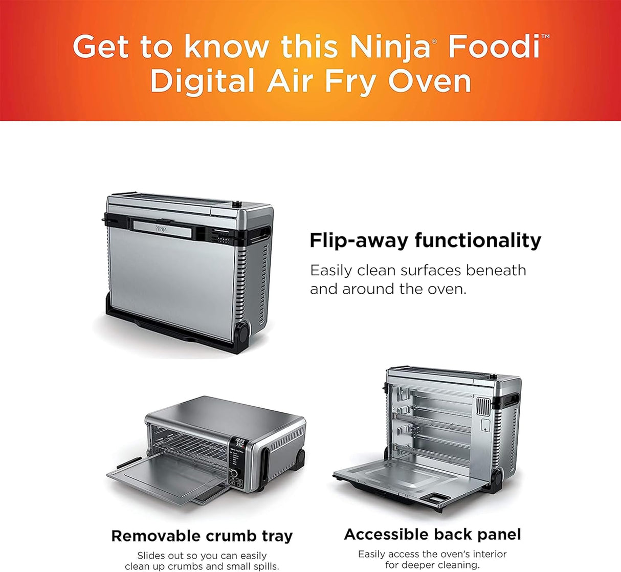 Horno de Aire Ninja SP101, 8 en 1, Capacidad Plegable