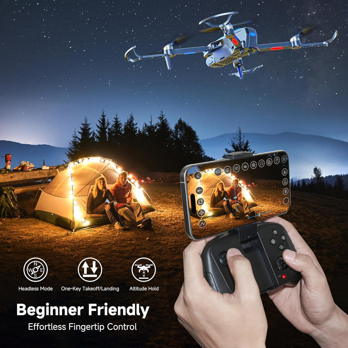 Drone con Cámara 4K, Brushless, FPV, WiFi, Voz, Regalos