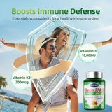 Suplemento Vitamina D3 K2 10000 IU + K2 200 mcg 90 cápsulas
