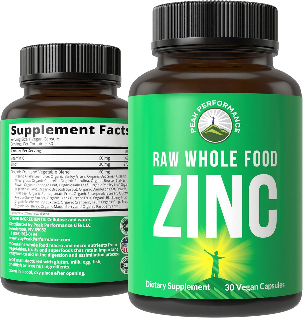 Suplemento de zinc vegano con vitamina C  hombres mujeres