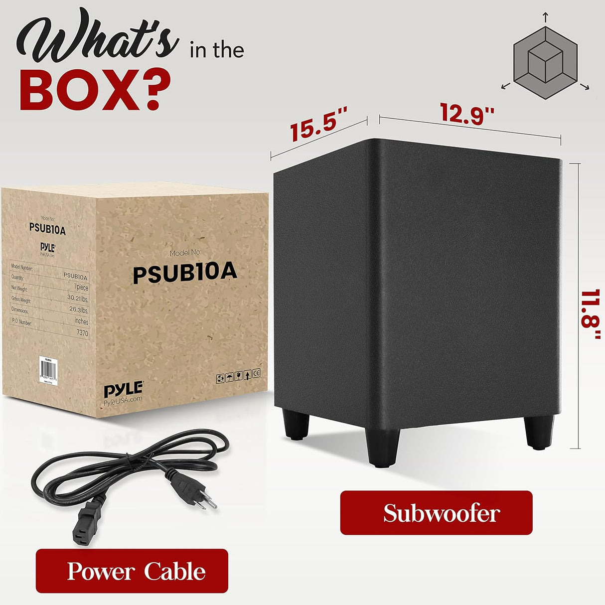 Subwoofer activo de disparo hacia abajo 10 pulgadas