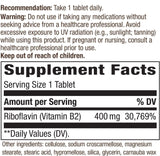 Suplemento Riboflavina Vitamina B2, 400 mg por  paquete de 3