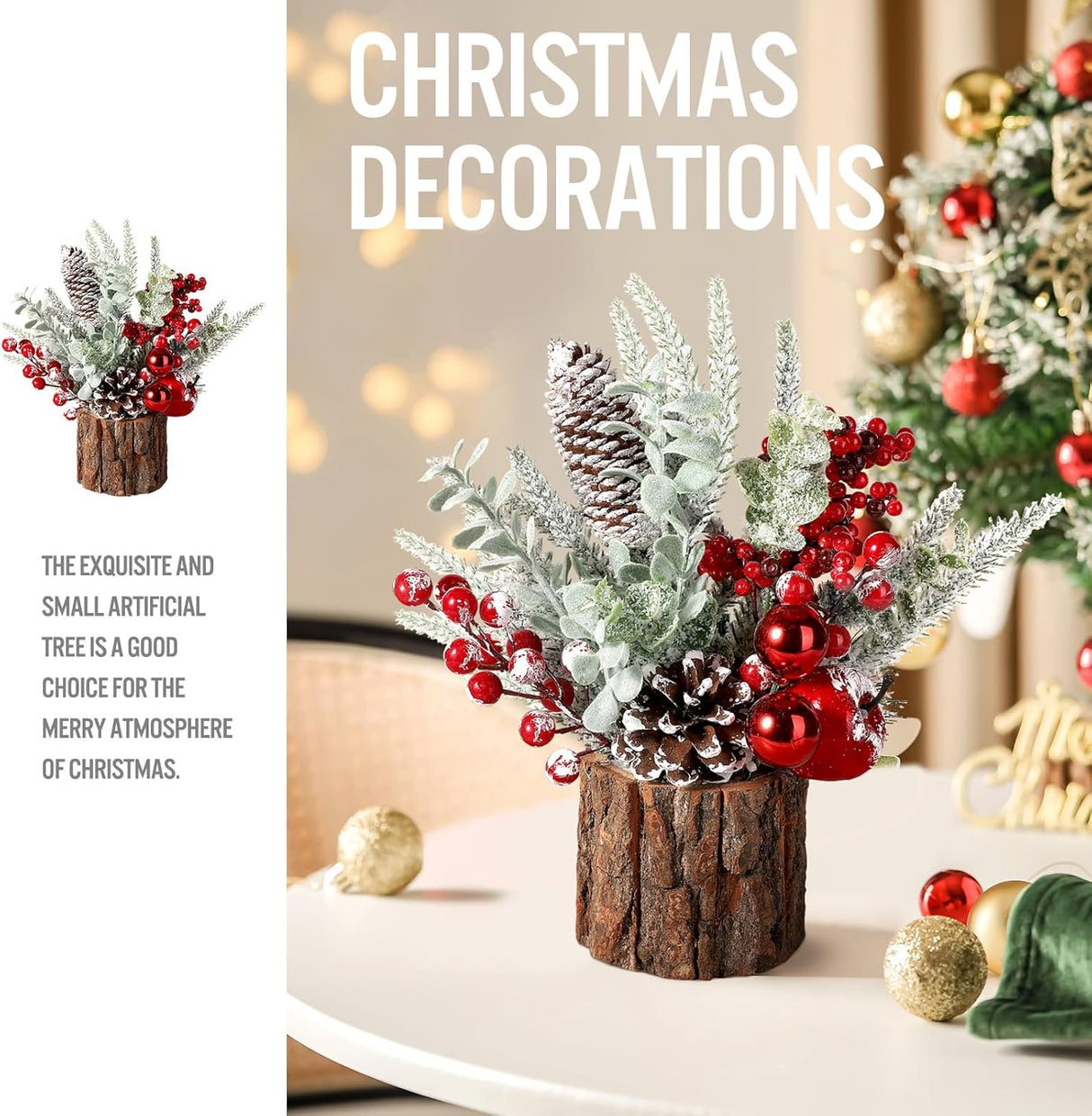 Árbol de Navidad Pequeño Hatisan con Adornos y Piñas (2 Pck)