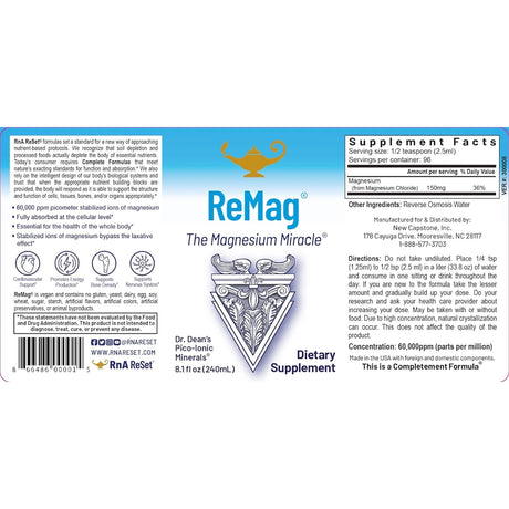Suplementos ReMag Líquido de magnesio de alta absorción