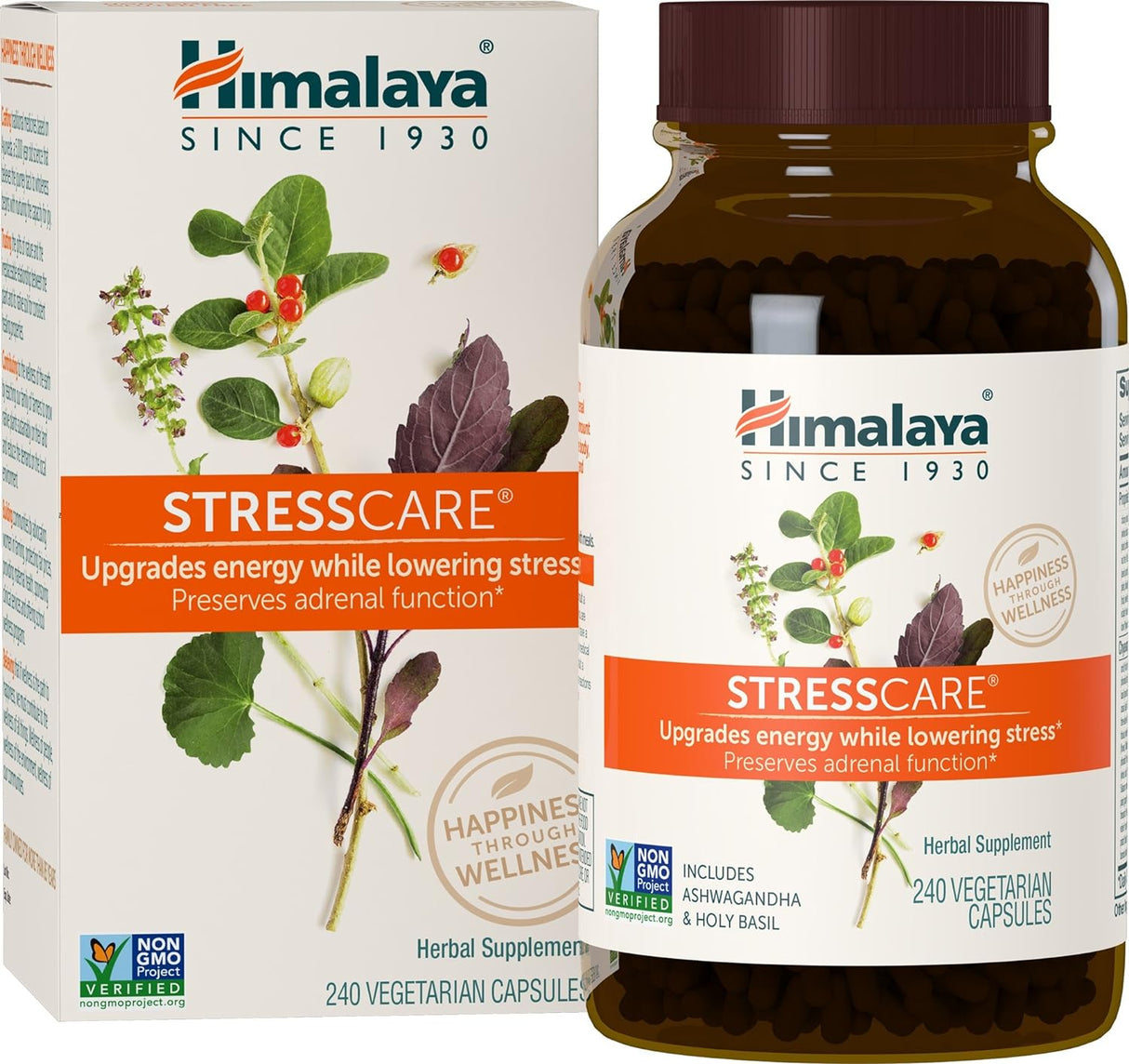 Suplemento Herbario para Estrés y Energía, Vegano, 240 cápsulas