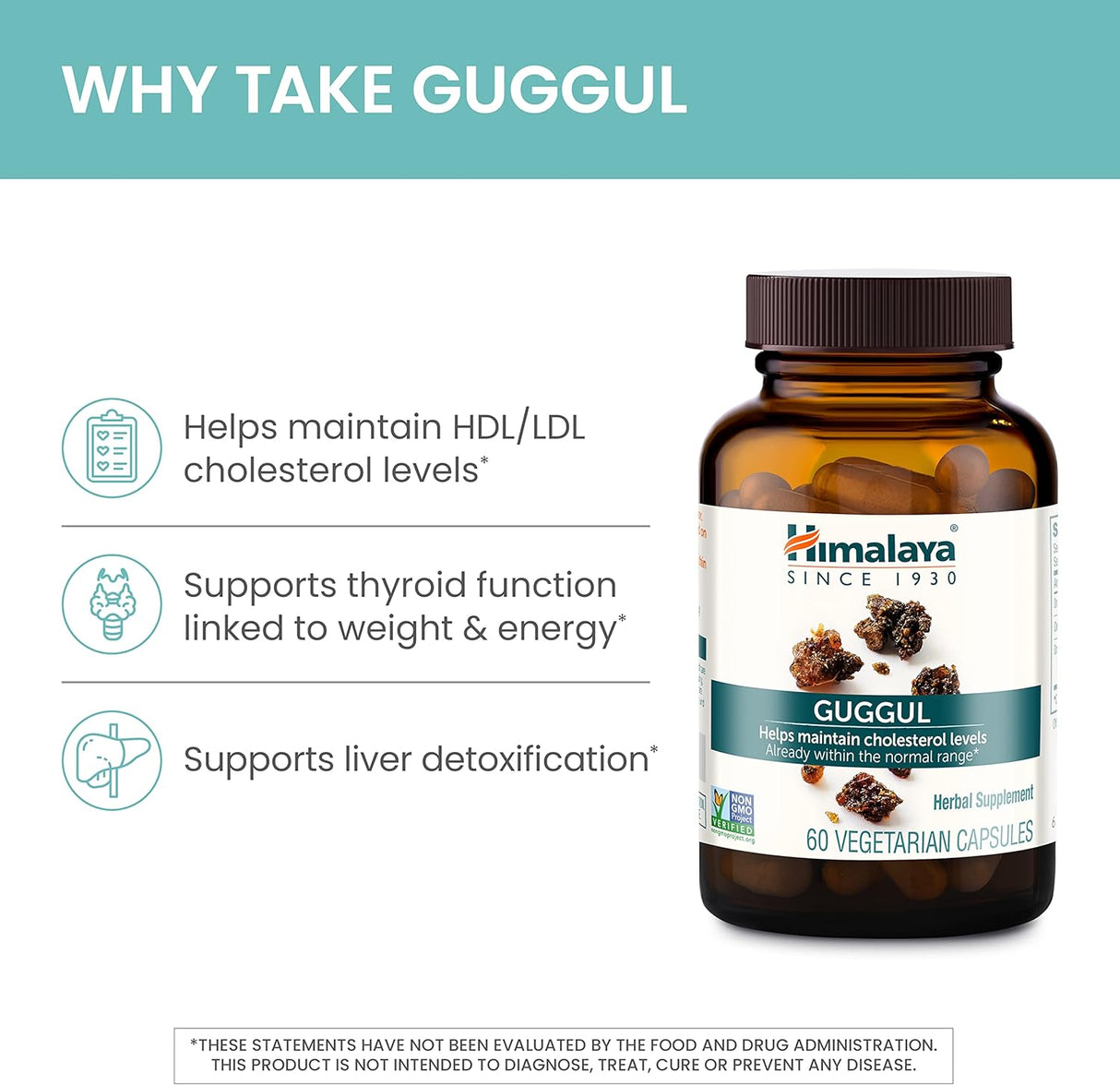 Suplemento de colesterol Guggul, 750 mg, 60 cápsulas