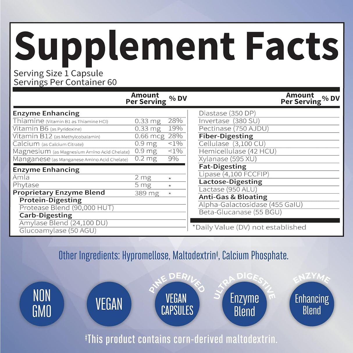 Suplementos Enzimas digestivas para la salud intestinal 60un