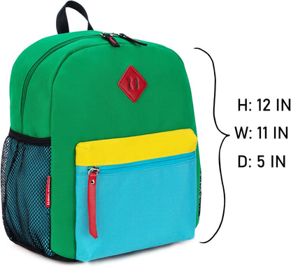 Morral o Mochila escolar para niños color verde y azul