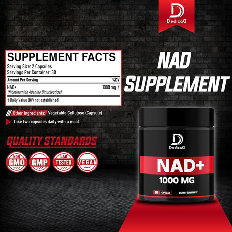 Suplemento NAD+ 1000 mg - Energía, Reparación ADN - 60 Cápsulas