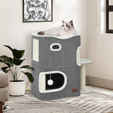 Casa para gatos 2 niveles YITAHOME, túneles y rascador, extendida