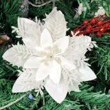 Flores Artificiales Poinsettia, 15 Pcs, Decoraciones Brillantes