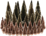 40Pcs Mini Árboles de Navidad Yookat con Base de Madera