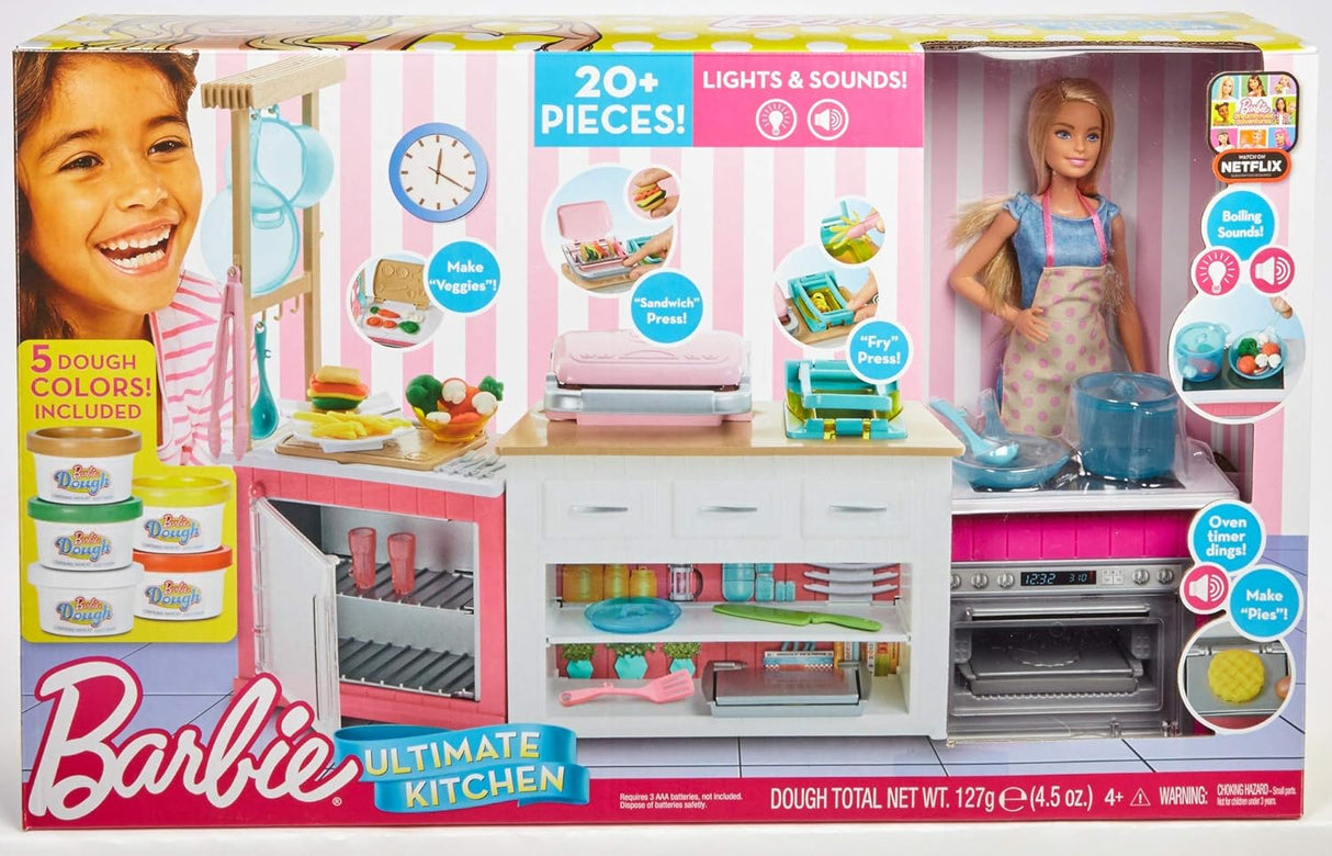 Barbie Cocina Juguete con Muñeca, Luces, Sonidos y Accesorios