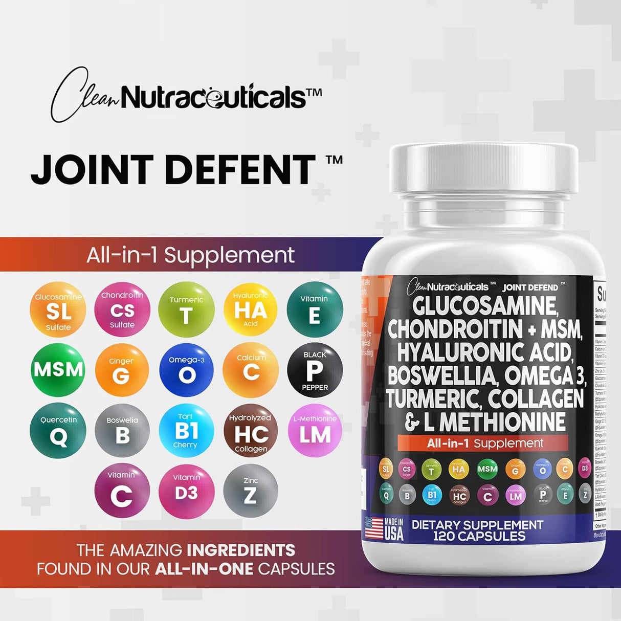 Clean Glucosamina condroitina MSM cúrcuma ácido hialurónico