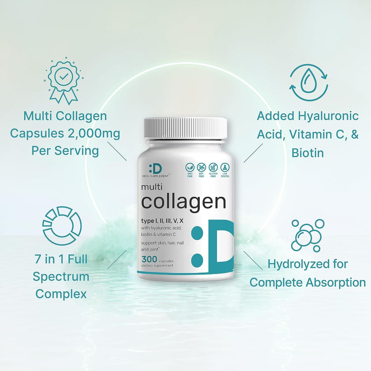 Píldoras de colágeno múltiple con ácido hialurónico vitamina