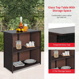 FDW Juego de muebles de mimbre para exteriores, juego de 3 piezas de bar para patio con dos taburetes para patio, balcón, cojín rojo