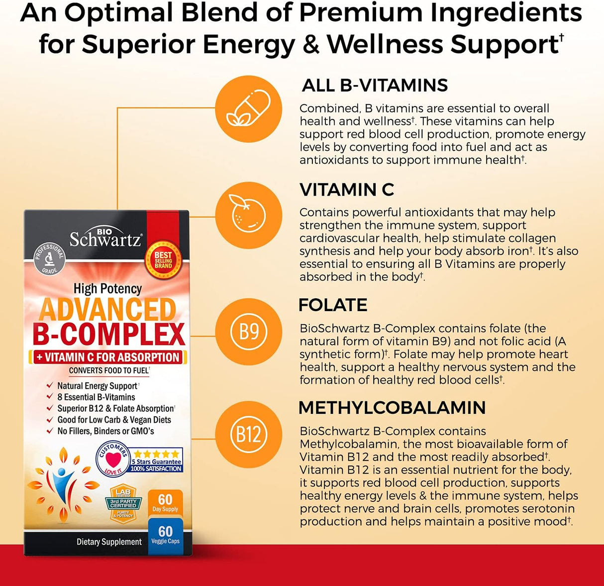 Complejo de Vitaminas B y C - Absorción Máxima - Sin OMG