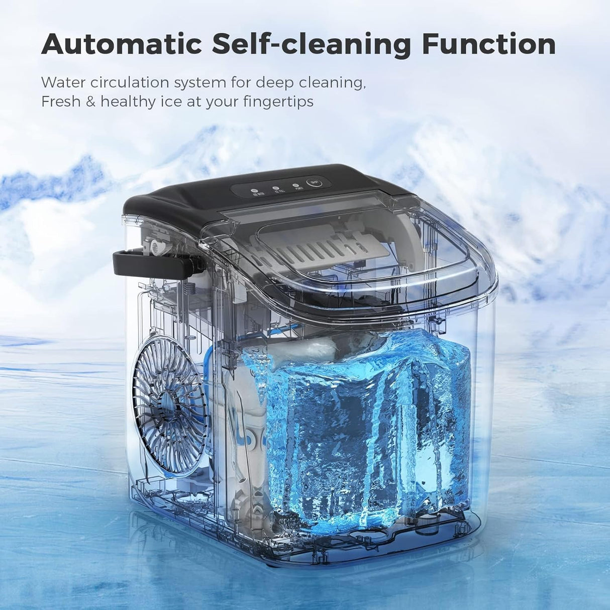 Máquina de Hielo Portátil, Auto-limpiante, 9 Cubos en 7 Mins