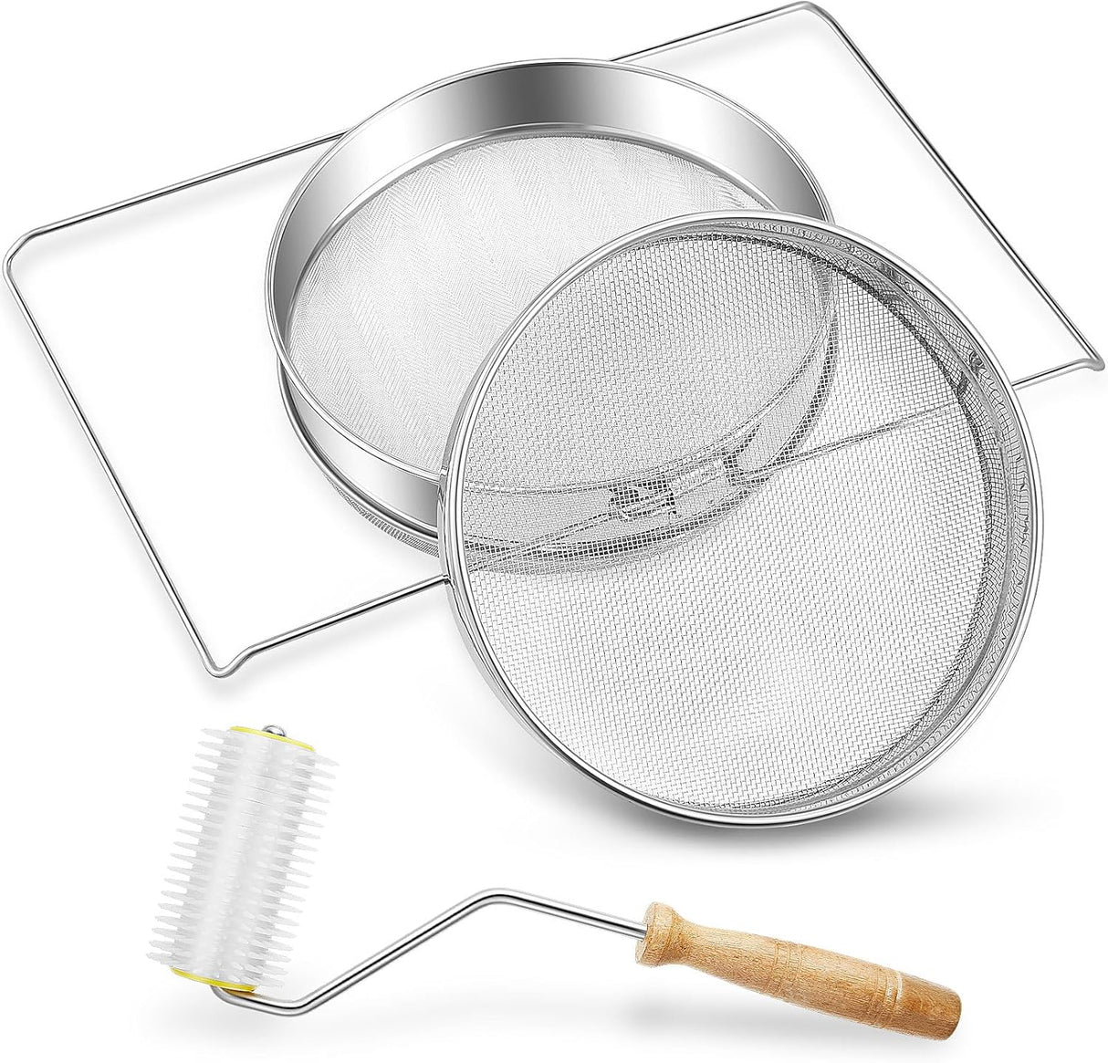 Colador de miel de acero inoxidable, equipo de apicultura, doble malla