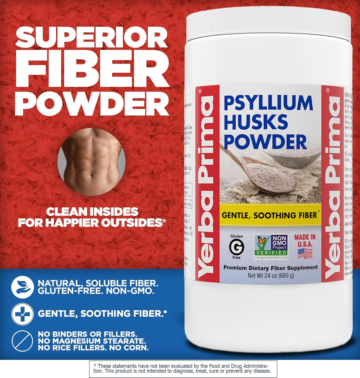 Psyllium Husk Powder Yerba Prima - Fibra Natural 24 oz
