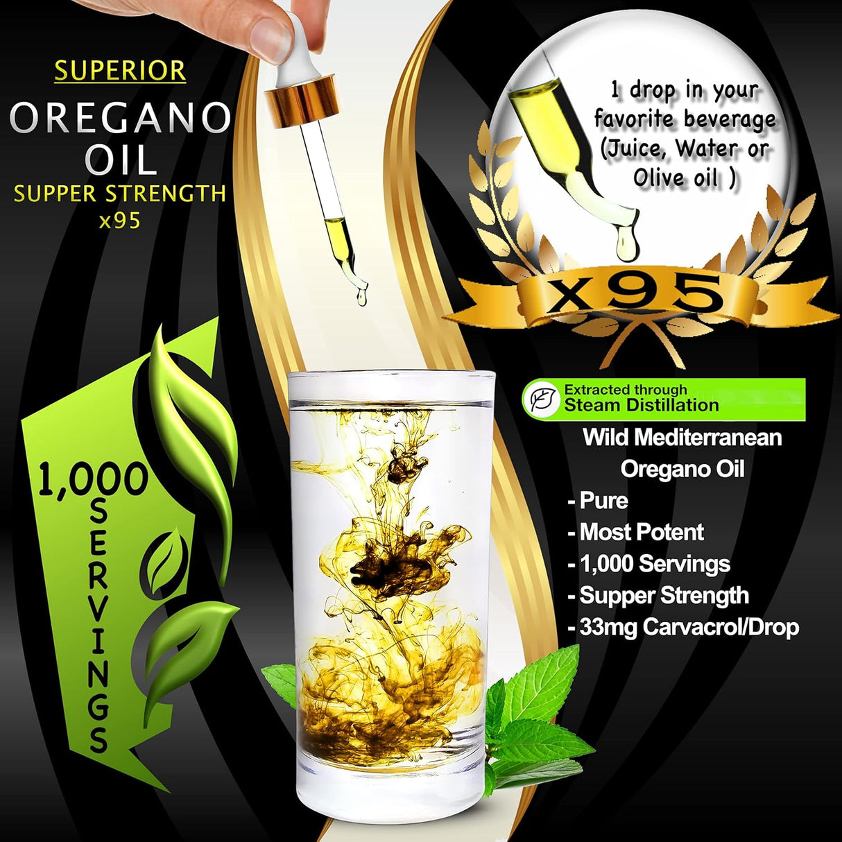 Aceite de Orégano Puro y Potente  Extracto Mediterráneo