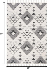 Alfombra de área tipo shag con borlas, diseño bohemio, modelo MTS688F
